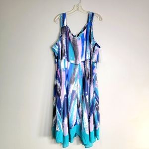 Catherines Sleeveless Fit & Flare Dress Multicolored Abstract‎ Size 3X